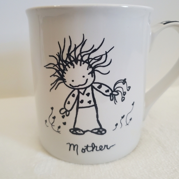 𝅺ENESCO Mother Glossy White Black Coffee Cup Mug 16 Oz - Picture 2 of 14